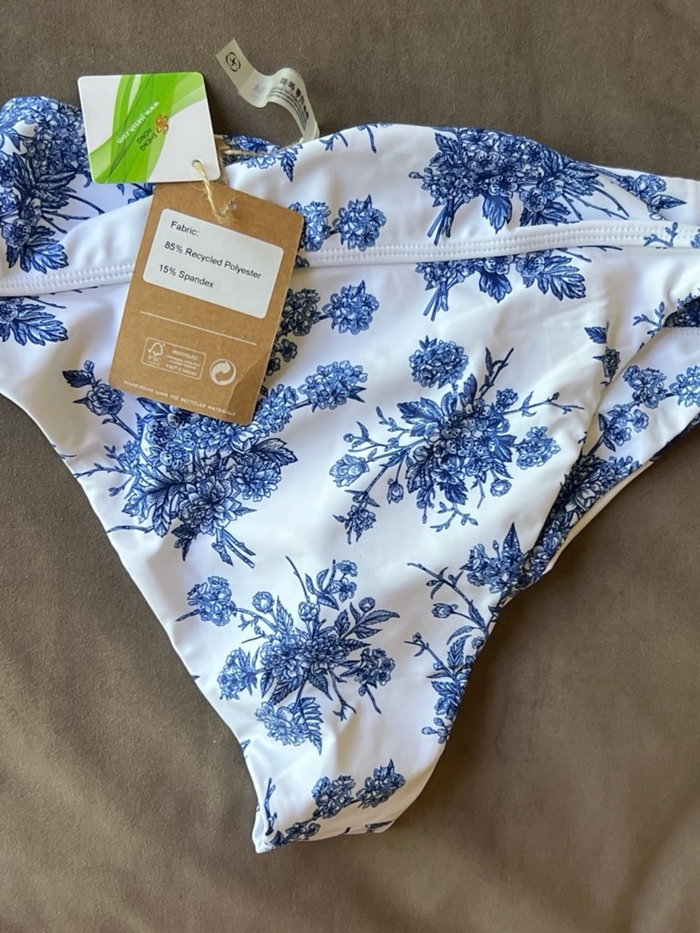 White & Blue Floral High-Waist Bikini Set - Picture 3 of 5